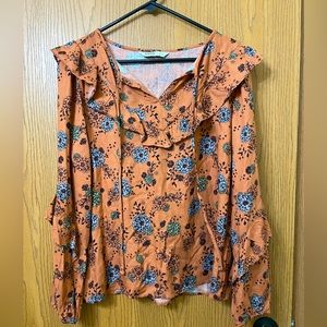 Sonoma Women’s Floral Long Sleeve Blouse Size L NWOT